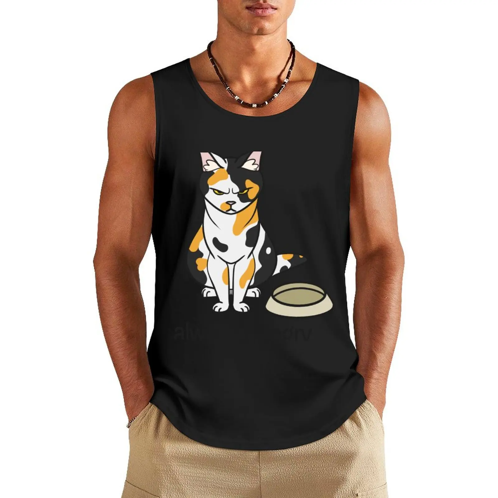 

Always Hangry Calico Cat Angry Simple Minimalist Tank Top t-shirt gym man Men's summer clothes
