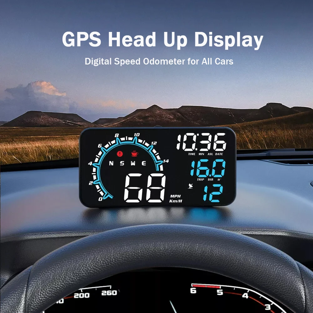 

G11 Car HUD Head Up Display GPS Digital Speedometer Clock Driving Distance Acceleration Time OverSpeed Alarm km/h Fit All Cars