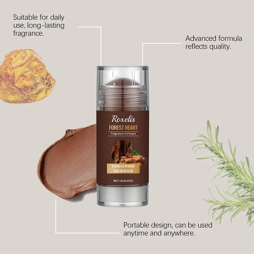 

Sandalwood Perfume Balm Long-Lasting Natural Deodorant Solid Stick Charming Body Scent for Attraction And Flirting