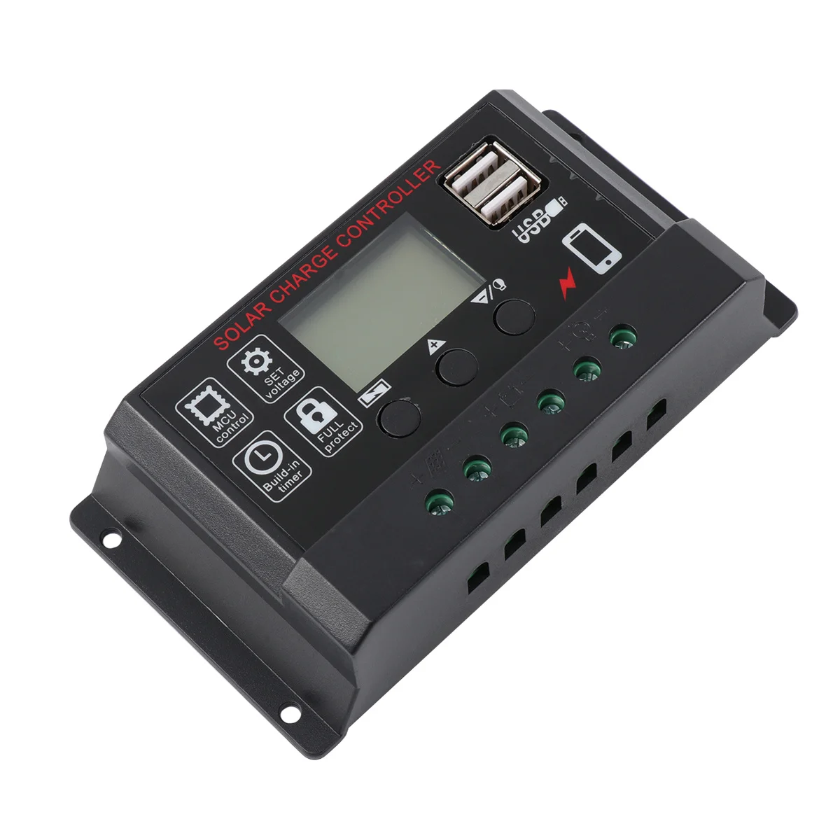 10A 12 فولت 24 فولت جهاز التحكم في الشحن Lcd Usb Pwm إدارة الشحن الإفراط في الحالي ماس كهربائى اتصال عكسي