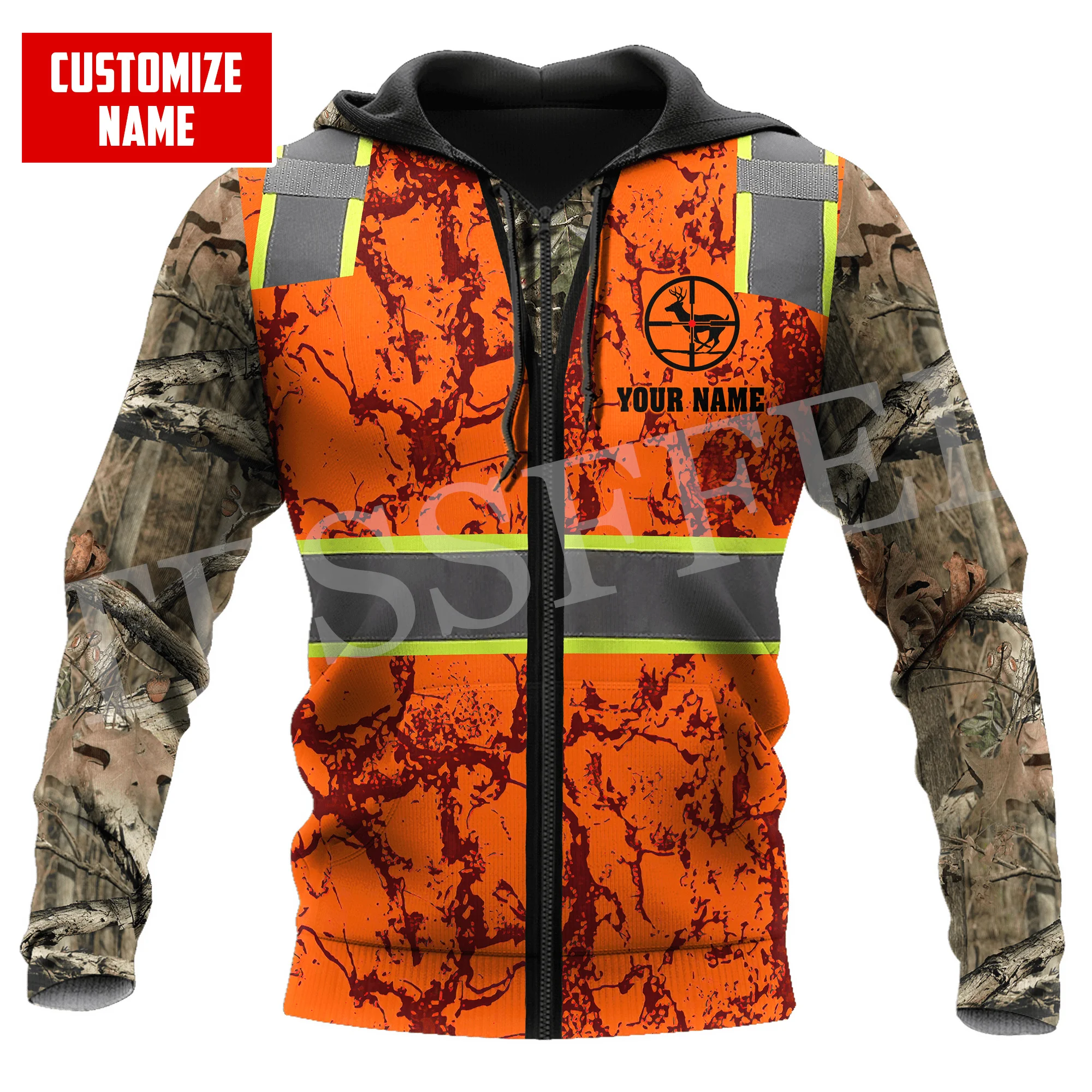 Custom Name Deer Hunting Animal Hunter Camo Cosplay Tattoo Retro 3DPrint Harajuku Casual Streetwear Pullover Jacket Hoodies X22