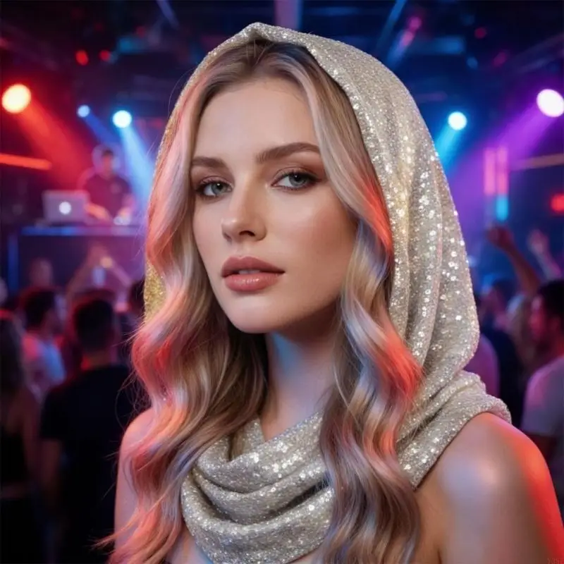 

Y3NE Fashionable Sequined Scarf Head Cover for Female Single Layer Headgear Scarf