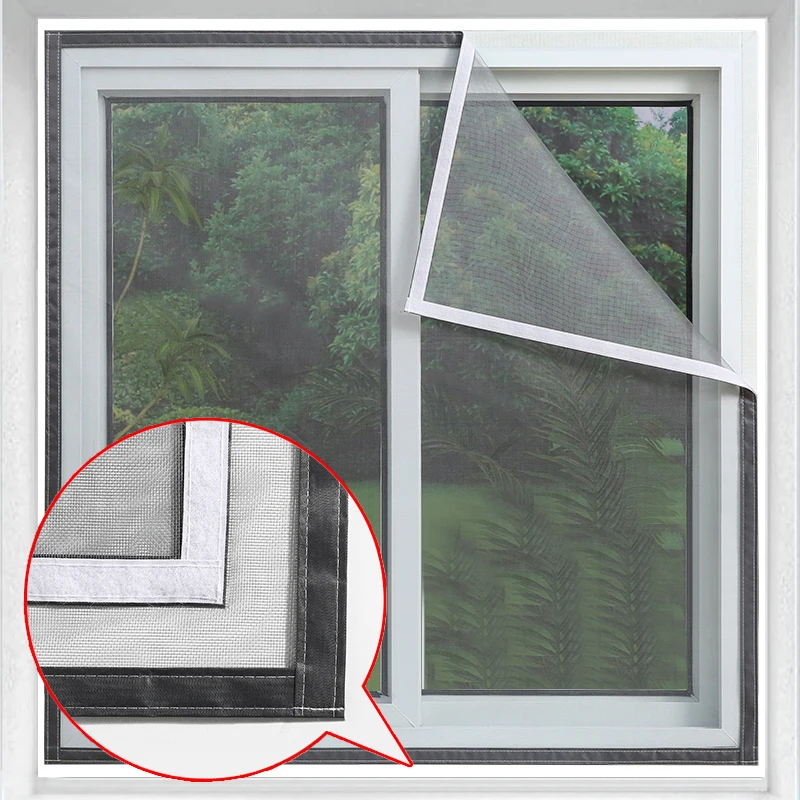 

Customized size，Self-adhesive，reusable mosquito nets for windows,anti-mosquito window screen,tulle,summer window mesh，curtain