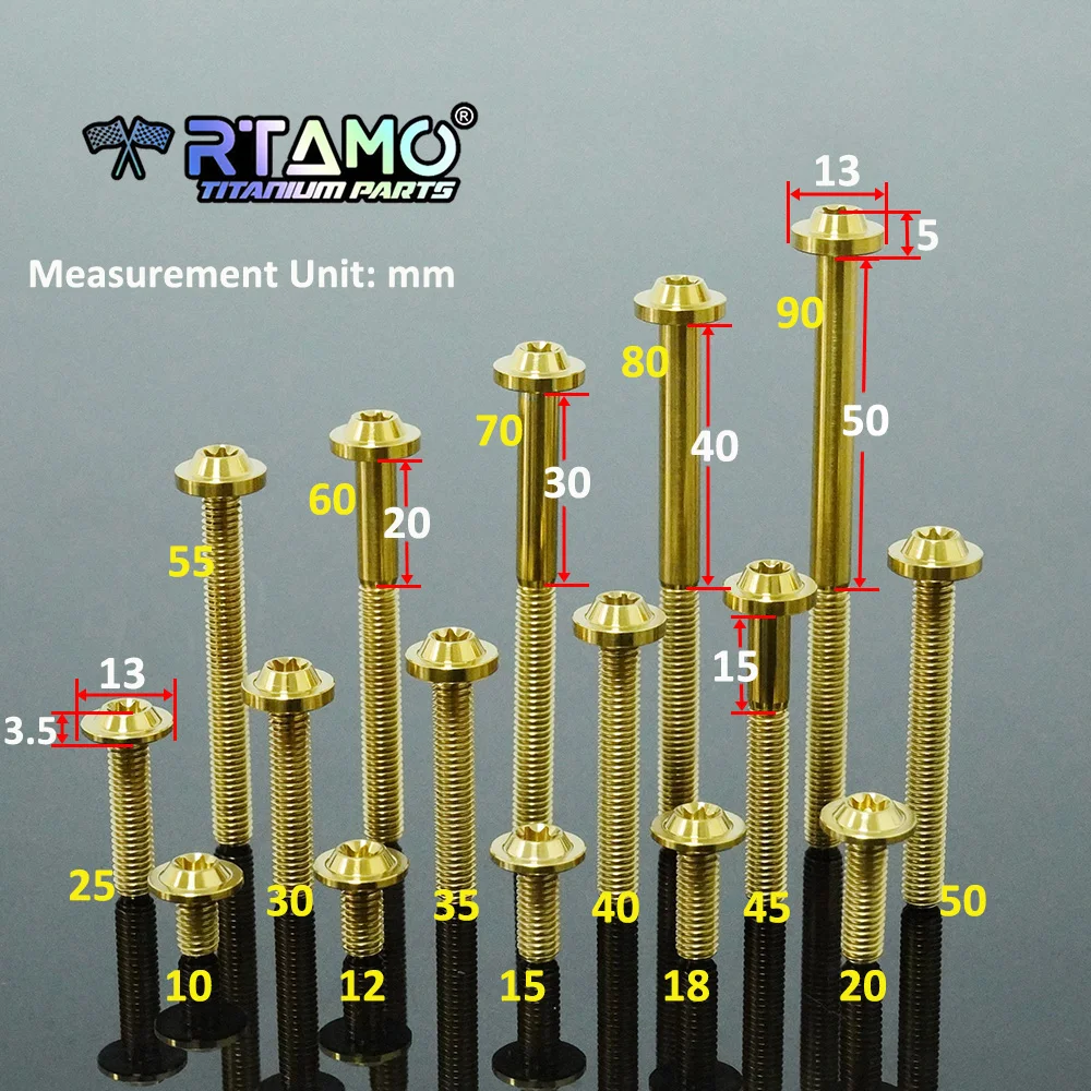 RTAMO Gr5 titan bolzen M6X10-90mm (od = 13) motorrad fahrrad umwandlung ti schraube – Detail 3