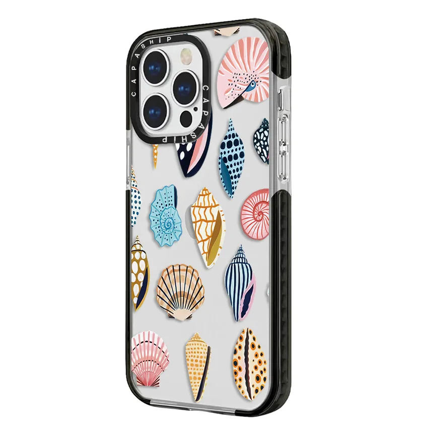 Various Forms Oil Painting Seashells Case For iPhone 16 15 14 13 12 11 Pro XS XR Max 7 8 Plus SE Soft TPU Shockproof Back Cover