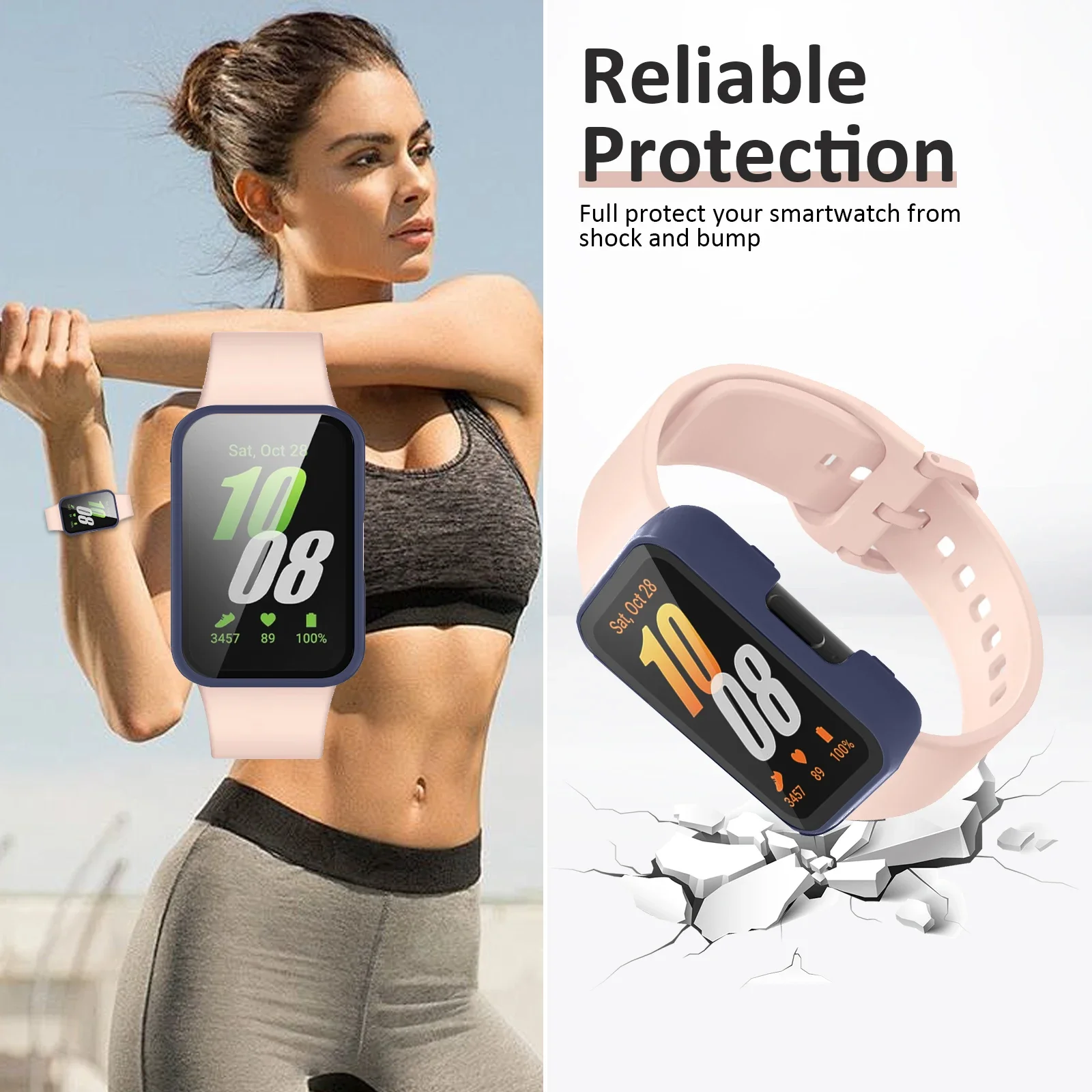 Screen Protector Case for Samsung Galaxy Fit 3 Tempered Glass Full Coverage Bumper Protective Cover for Samsung Galaxy Fit3 Case