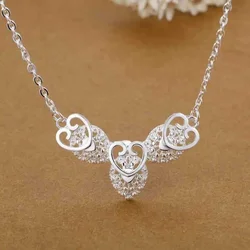 45cm Fine Pretty 925 Sterling Silver elegant heart Pattern Pendant Necklace For Women party Christmas gift Wedding Jewelry