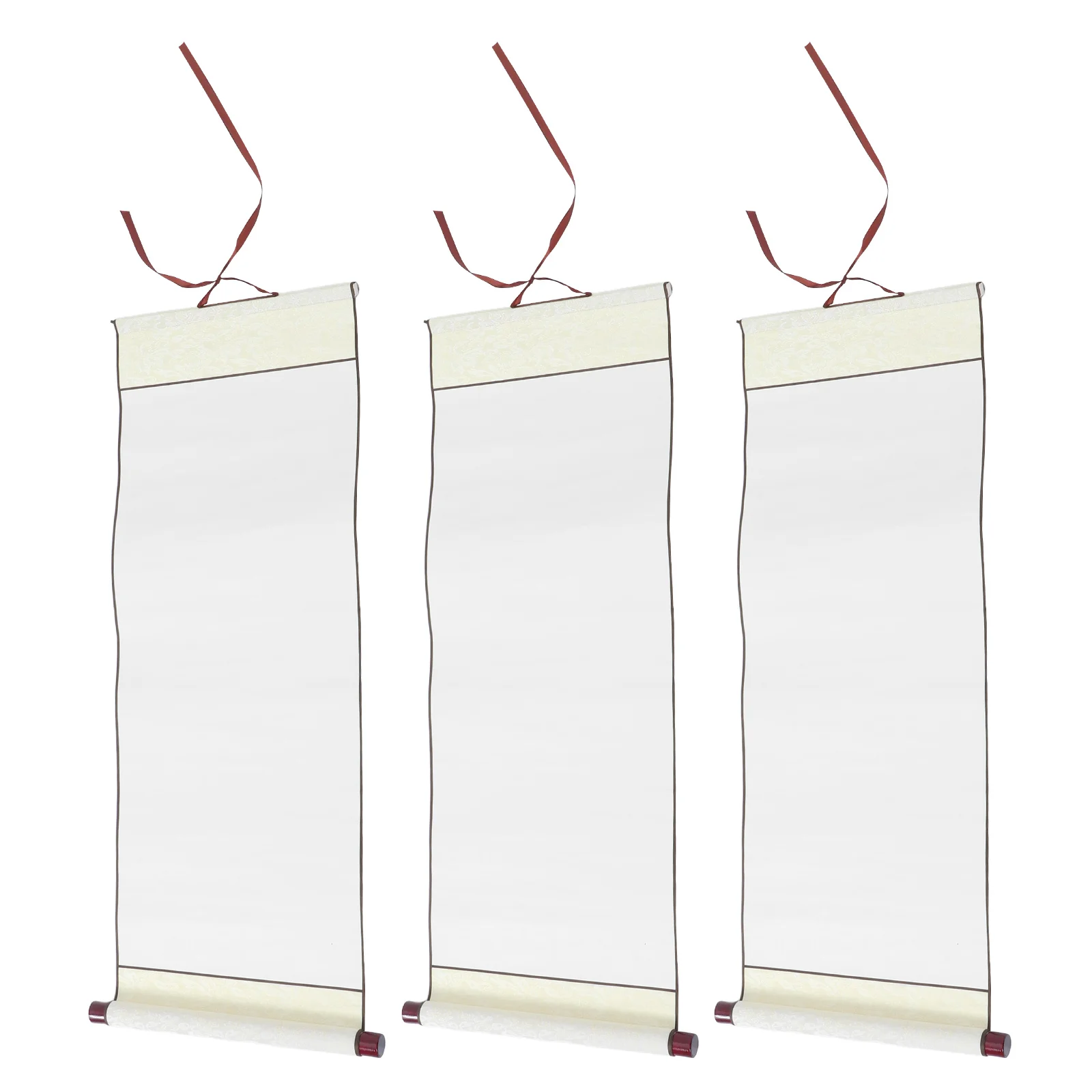 

3Pcs Chinese Calligraphy Paper Scroll Multi-Function Blank Hanging Scroll for Painting Writing Practicing Xuan Paper