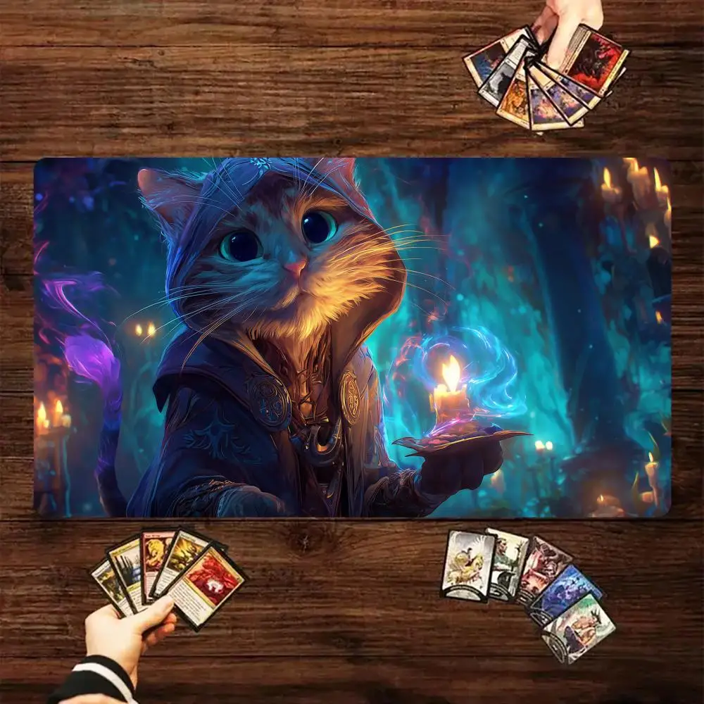

Lively and cute cat wizard MTG Playmat Non-Slip Magic Card Battle Mat 35X60CM gathering gaming mats tapete magic mtg card pad