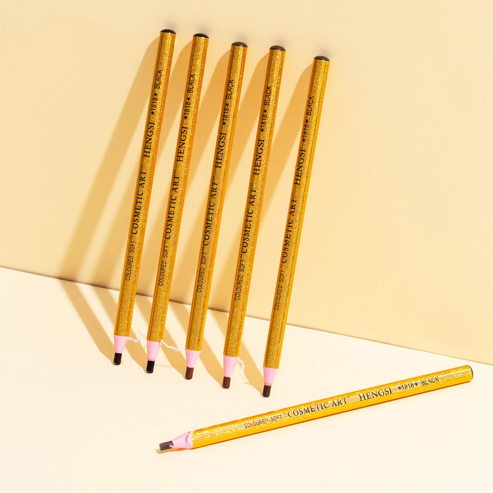 6 uds/3 uds HENGSI láser dorado impermeable de larga duración lápiz de cejas, antisudor, representación de Color Natural, diseño de desgarro