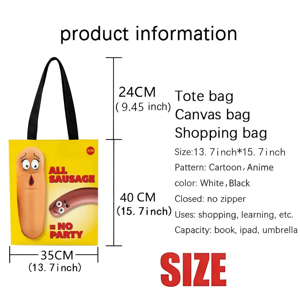 أكياس تخزين حفلات S-Susage من فيلم الرسوم المتحركة للمغامرة، حقيبة كتف قماشية خفيفة الوزن للمتسوقين عصرية صديقة للبيئة متعددة الاستخدام مع La #4