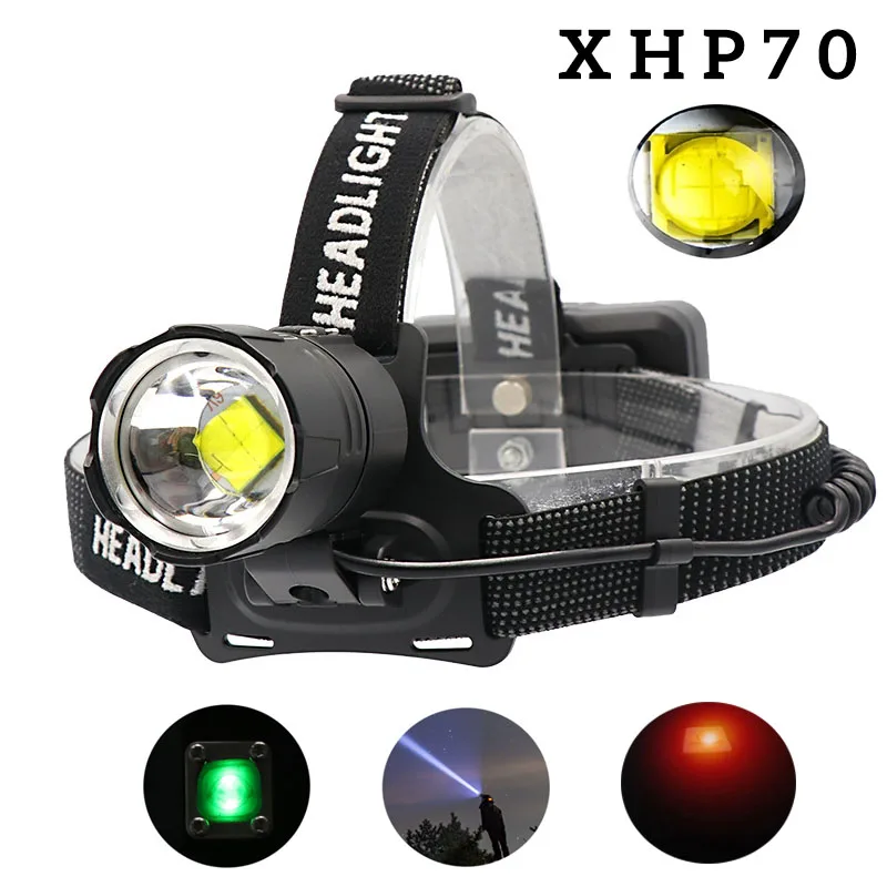 

Xhp70 Tactical Headlamp Rechargeable 18650 Battery Zoom Led Flashlight Outdoor Camping Fishing Accessories High Power Headlights