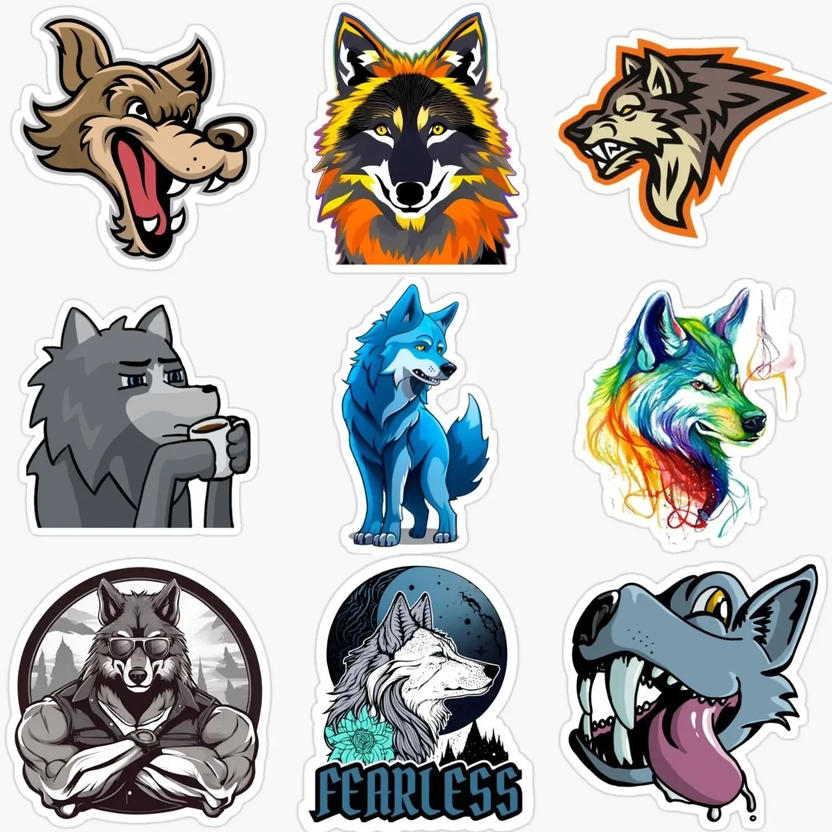 

Wolf Head Creative PVC Waterproof Stickers Accessories for Decorate FridgeTable Wall Room Bicycle Car Truck Off-road Helmet Van