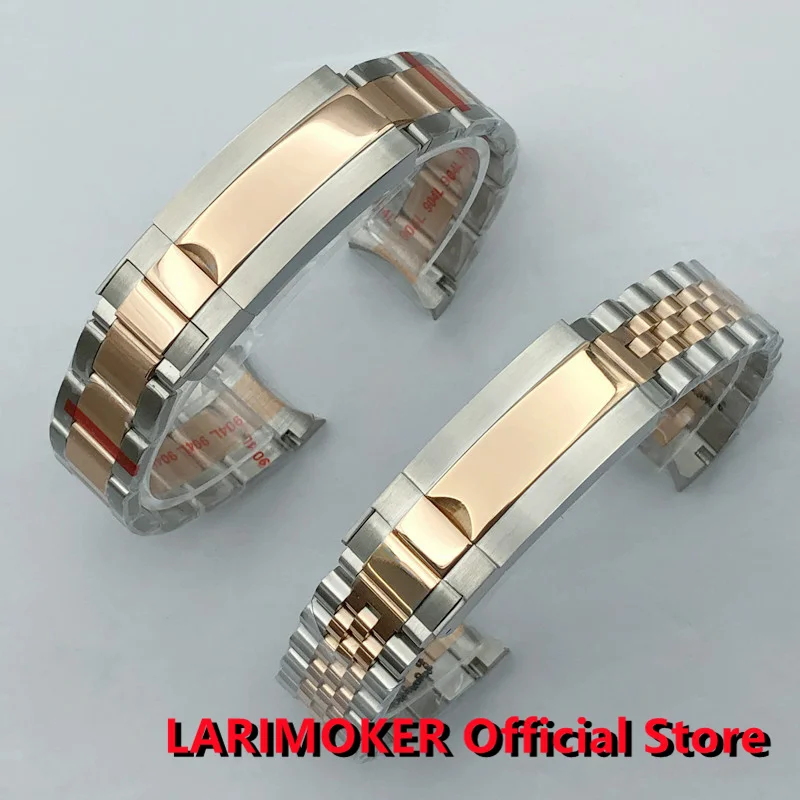 LARIMOKER 20mm Silver Rose Gold High Quality Stainless Steel Watch Band Folding Buckle fit 40mm Watch Case Bracelet