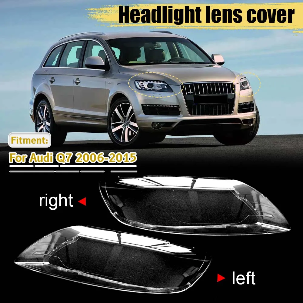 

Car Headlight Clear Lens Shell Lamp Cover Pair Left Right For Audi Q7 2006-2015 Head Lamp Lampshade Clear Housing Accessories