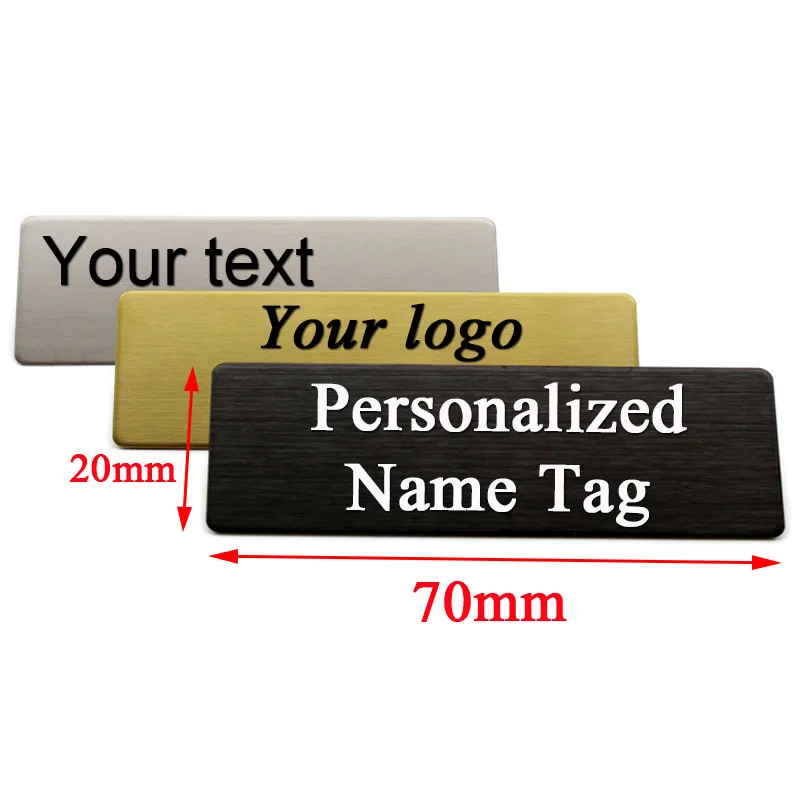 7x2CM Engrave Your Logo Text Plate Customize Badge Personalize Brooch Pin Magnet Double Sided Tape ID Door Mail Box Name Tag