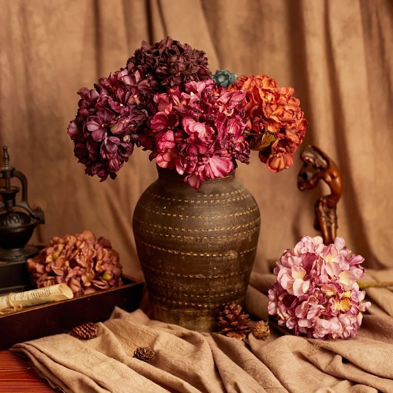 Artificial Hydrangea Focal Edge Retro Hydrangea, Simulation Flower, Home, Living Room, Wedding Arrangement, Autumn Decoration