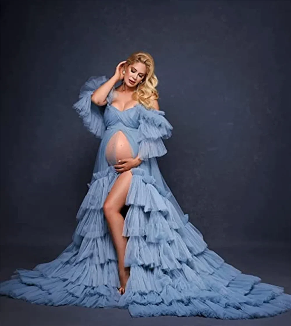 

TULLE Халат Платья для беременных Фотосессия Baby Shower Платье для беременных فساتين حو имущества платья парапарадас