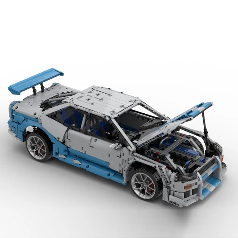 New Moc 1:8 Scale Skyline GT-R R34 Supercar Racing Car Vehicle Sport Model Buiding Block Bricks Toys for Kids Birthday Gifts Boy