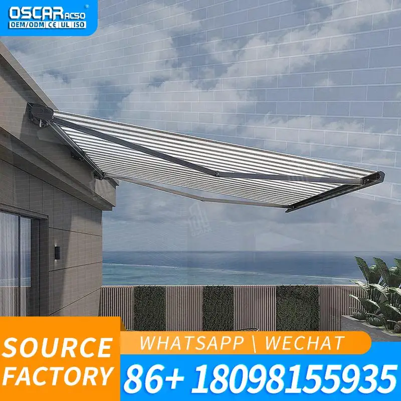 Outdoor Motorized Led Light Retractable Roof Modern Awning in Custom Sizes for Patio Garden Balcony Retractable Awning
