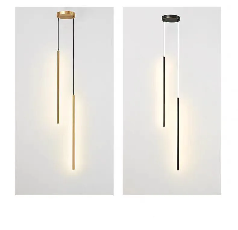Modern Light Luxury Simplicity Pendant Lights Long Tube Hanging Lamp Kitchen Island Dining Room Table Bedroom Bedside Droplight