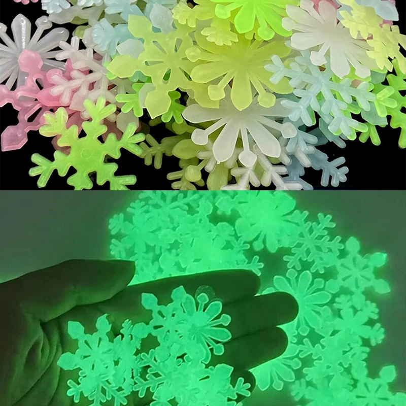 

50Pcs Luminous Snowflake Wall Stickers Glow in The Dark Decal for Kids Baby Room Bedroom Decor Home Christmas Decoration Sticker