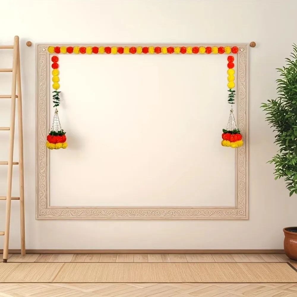 

Long Strands Artificial Marigold Garland​​ Pooja Diwali Fiesta Indian Décor Marigold Flower Garlands Reusable Events Decor