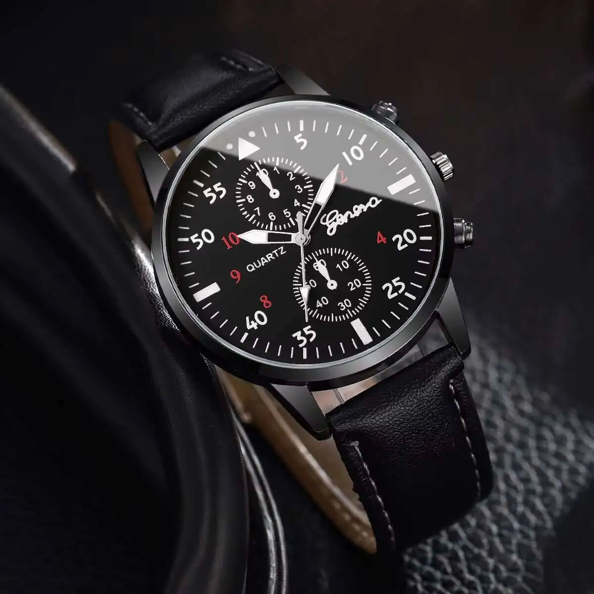 남성용 비즈니스 시계, 심플 로마 다이얼, 남성용 쿼츠 시계, 가죽 밴드, 손목 시계, 상자 없음, 패션