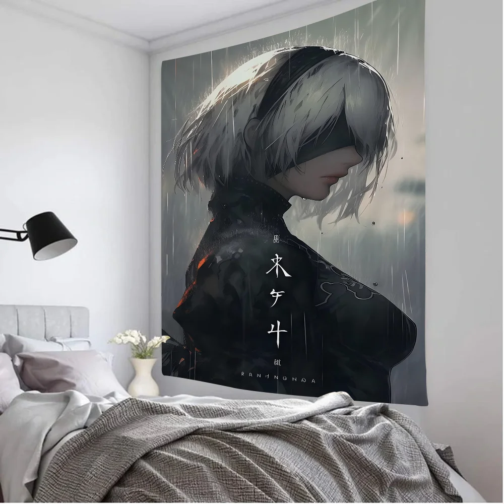 Nier Japanese Anime Colorful Tapestry Wall Hanging Hippie Flower Wall Carpets Dorm Decor Japanese Tapestry