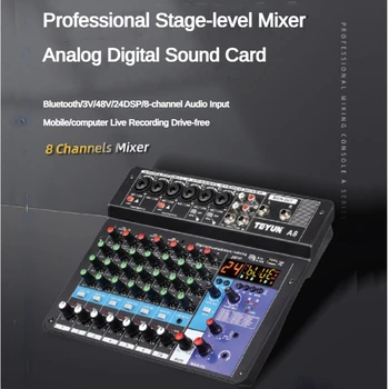 TEYUN 8 6 4 Channel Professional Portable Mixer Sound Mixing Console Computer Input 48v A4 A6 A8 A5 Power Number Live Broadcast