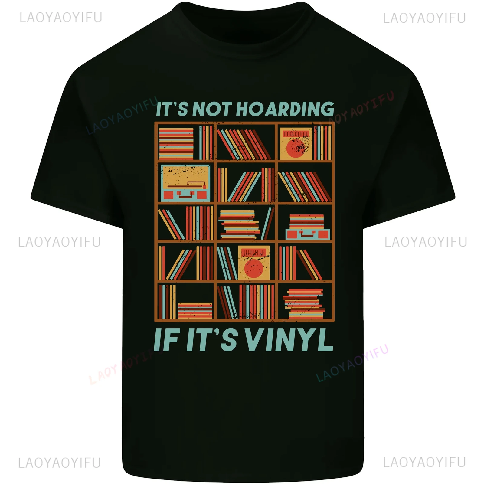 It's Not Hoarding Funny Vinyl Records Turntable Men Cotton Printed T-shirt Vintage Funny 80s Woman T Shirts Ropa Hombre Tee Top