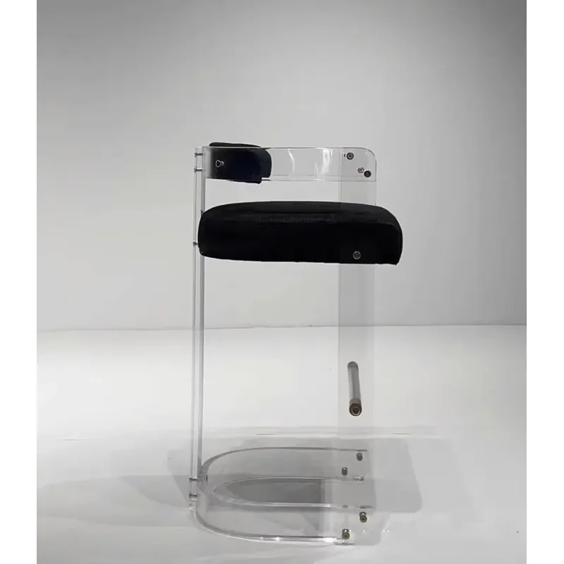 Modern Nordic Transparent Acrylic Bar Stool High Counter Chair Crystal Clear Dining Seat for Kitchen Island Home Furniture