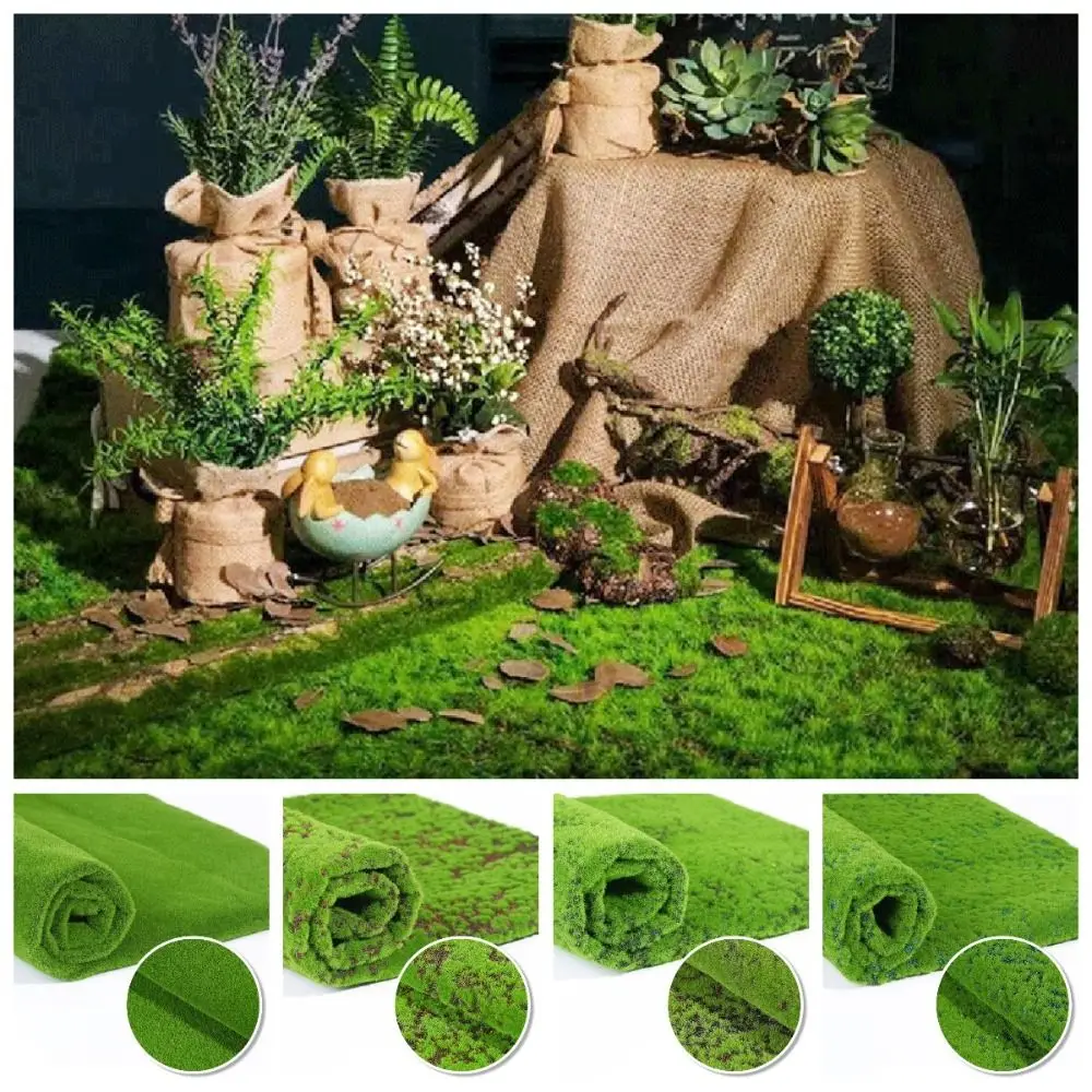 DIY Fake Moss Grass Turf Durable Lifelike Artificial Moss Carpet 50*50cm No Watering Simulation Moss Sheet Living Room