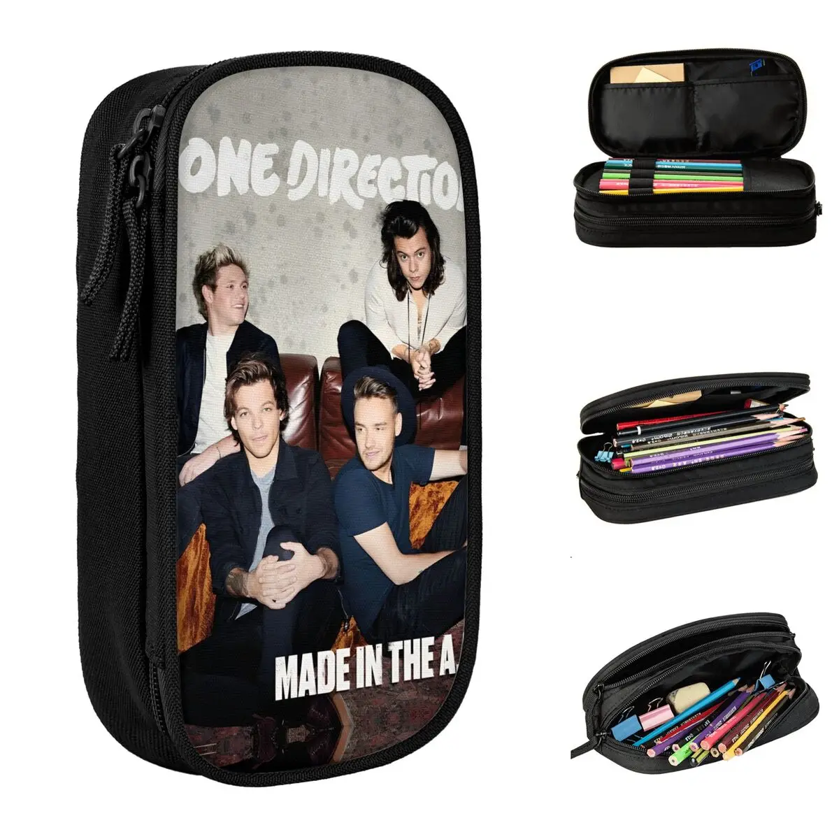 Ones Music And Directions Pencil Cases Creative Metal Music Pen Box Bag Large Storage School Supplies Zipper Pencilcases