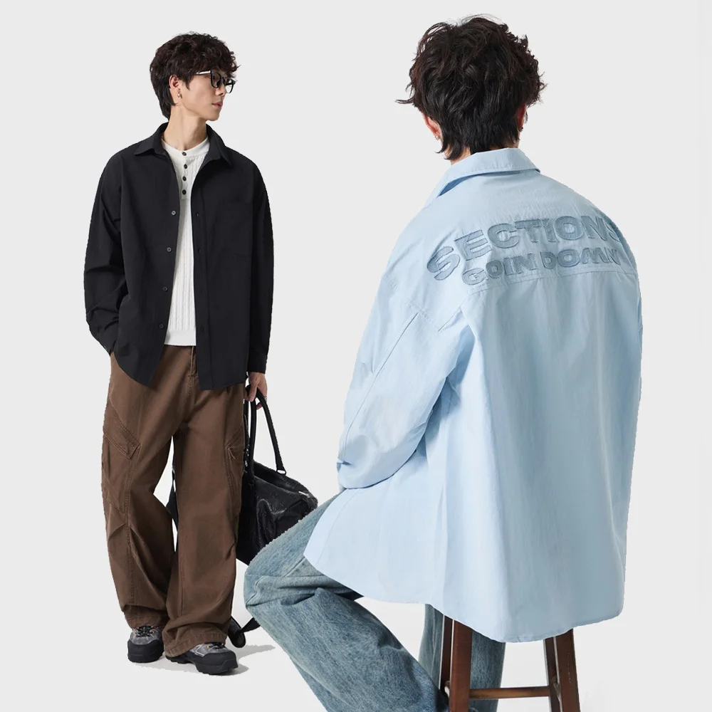 

Мужская рубашка-карго оверсайз M-7XL, уличная мода, свободный крой, повседневная, с длинным рукавом, больших размеров, в стиле Cityboy, кардиган, блузка