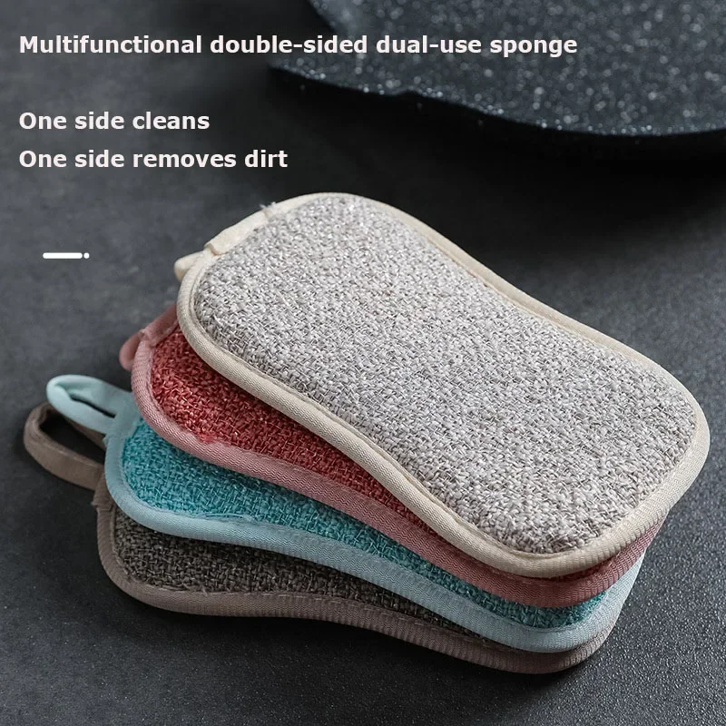 

Super Absorbent Microfiber Double Sided Scrub Sponge for Dishwashing Kitchen Bathroom Clean Cloth Eraser