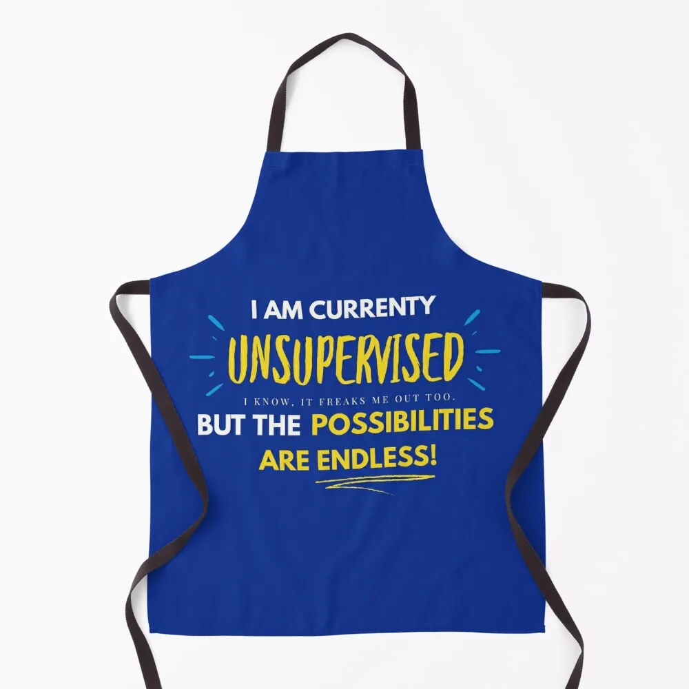 I am currently unsupervised and the possibilities are endless! Apron women's work Household Items Kitchen Hairdresser Apron