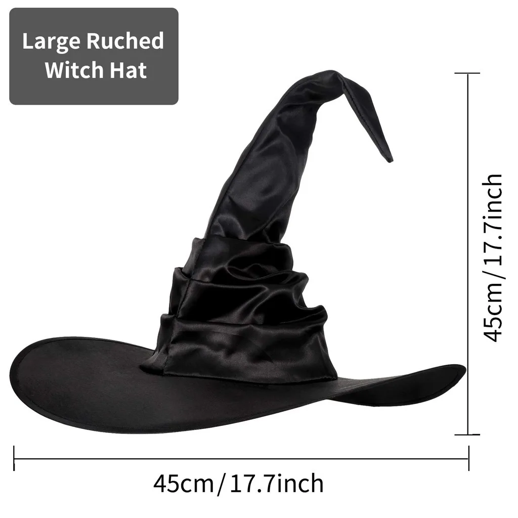 Classic Black Witch Hat Durable Reusable Witch Hat Stylish Halloween Witch Hat for Masquerade Party Cosplay Wide Brimmed Black