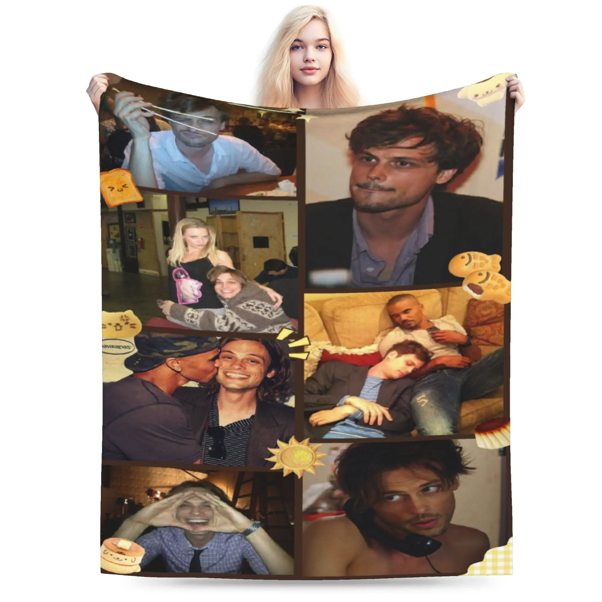 Matthew Gray Gubler Collage Soft Blankets  Kids Plush Throw Blanket Novelty Outdoor Flannel Bedspread Sofa Bed Cover