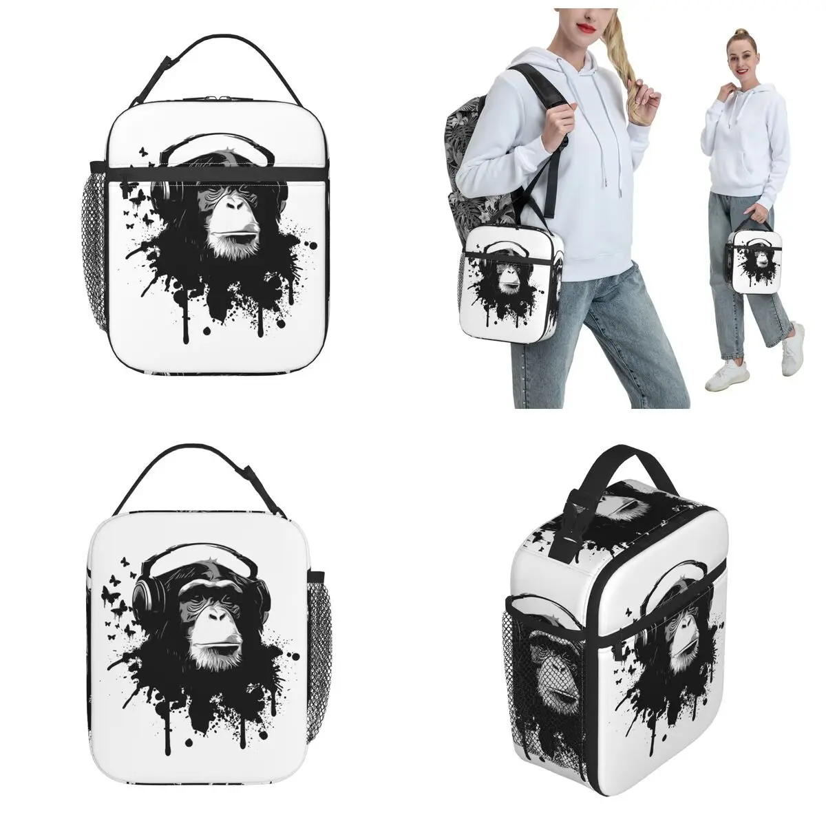 Monkey Business Thermal Insulated Lunch Bags for Work Reusable Food Container Bags Thermal Cooler Food Box