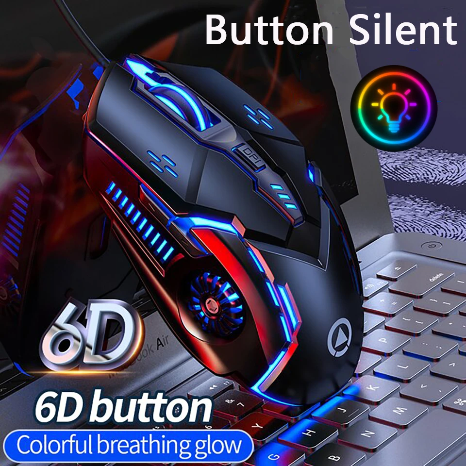 

Wired Gaming Mouse RGB Computer Mouse Gamer Silent Mause 6D Mechanical Ergonomic Mouse LED Backlit Mice USB Wired For PC Game