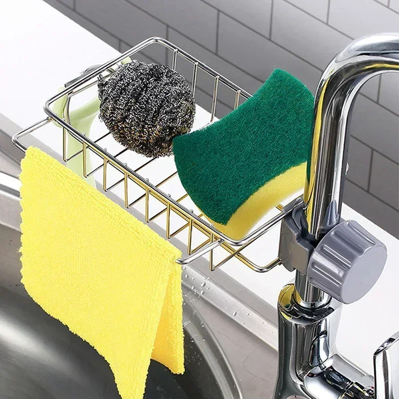 Kitchen Stainless Steel Sink Drain Rack Sponge Storage Faucet Holder Soap Drainer Towel Rack Shelf Organizer Kitchen Accessories image 6