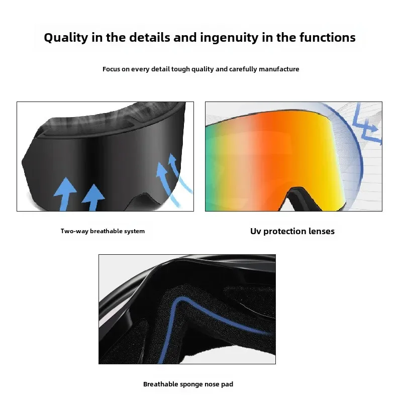 

Лыжные очки с цилиндрическими линзами для катания на лыжах и сноуборде для кристально-прозрачного зрения и зимних видов спорта на открытом воздухе, антирадиационная защита от запотевания