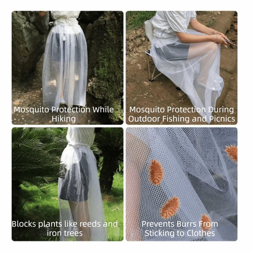 Bee Repellent Women's Net Dress White Anti-Bug Net Women's Half Skirt Breathable Elastic Waist Mosquito Repellent Cover