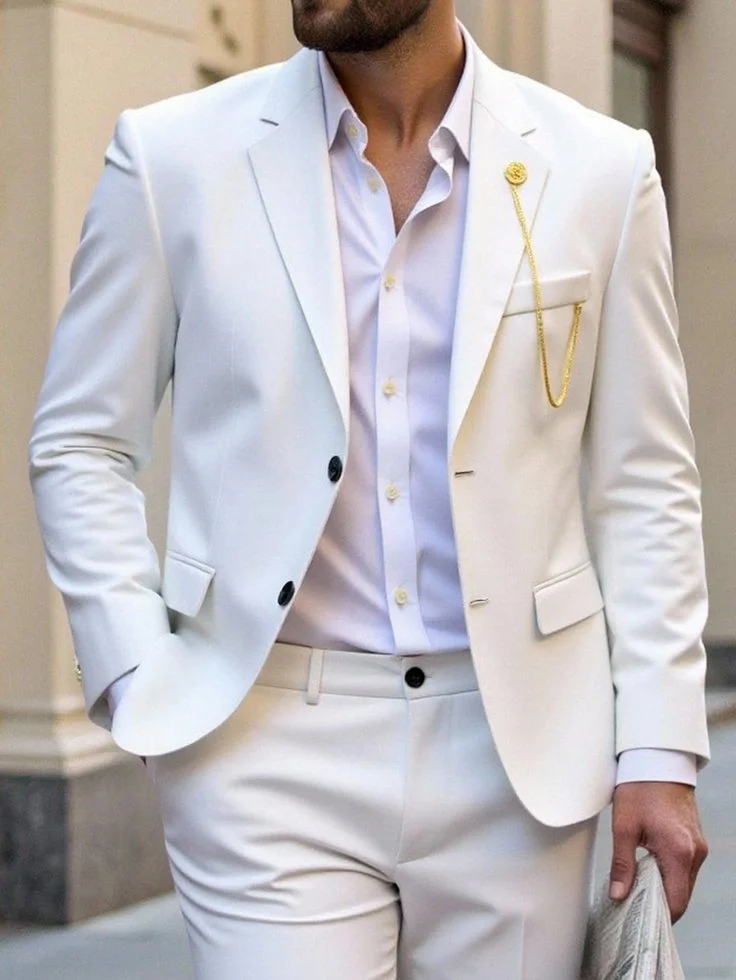 

Men's Simple Solid Color Jacket And Pants Suit Party Wear