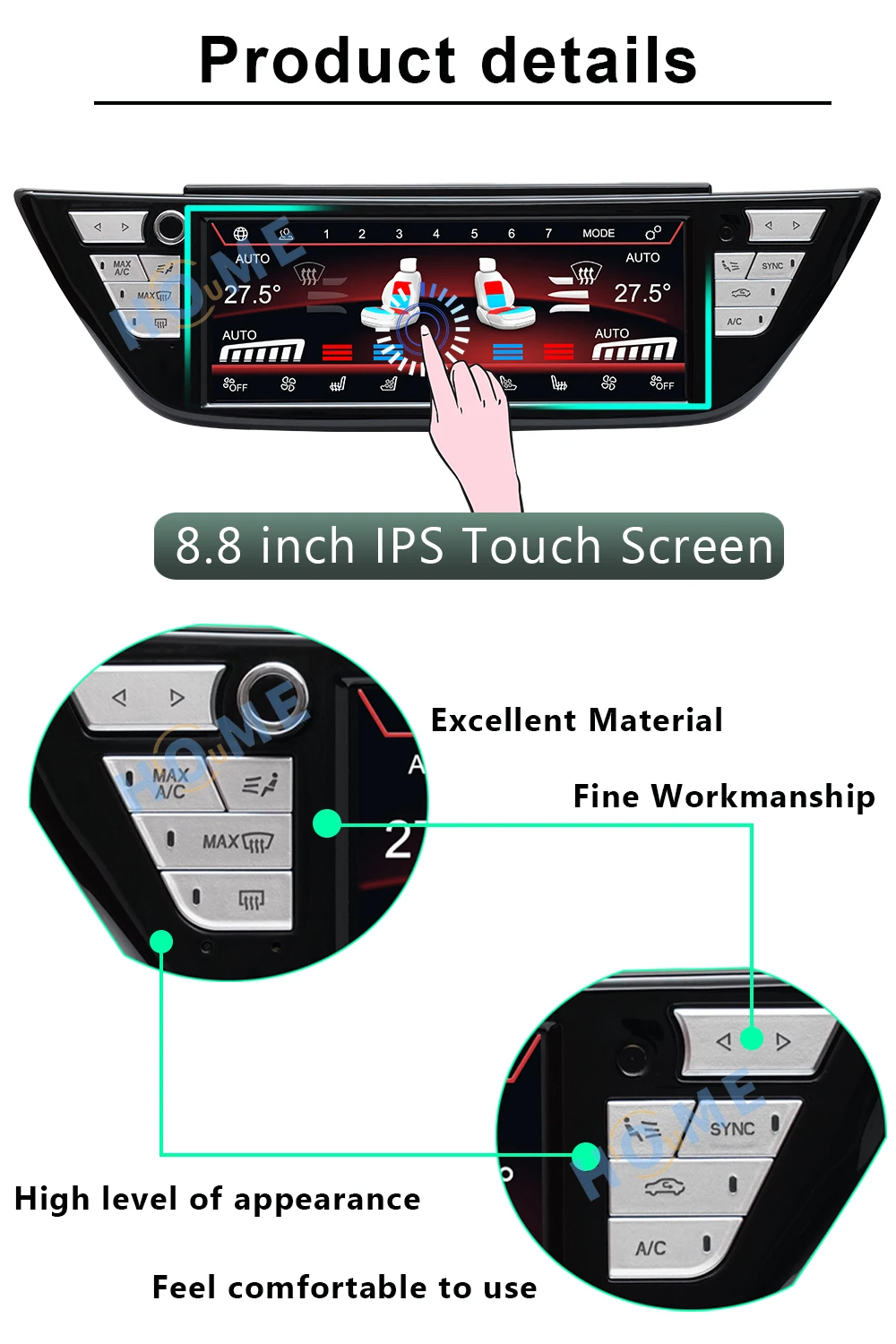 LCD Digital AC Panel Display Screen Air Conditioning Control Touch For BMW 5 Series G30 M5 X3 X4 6 Series 2018 - 2022 Air Screen