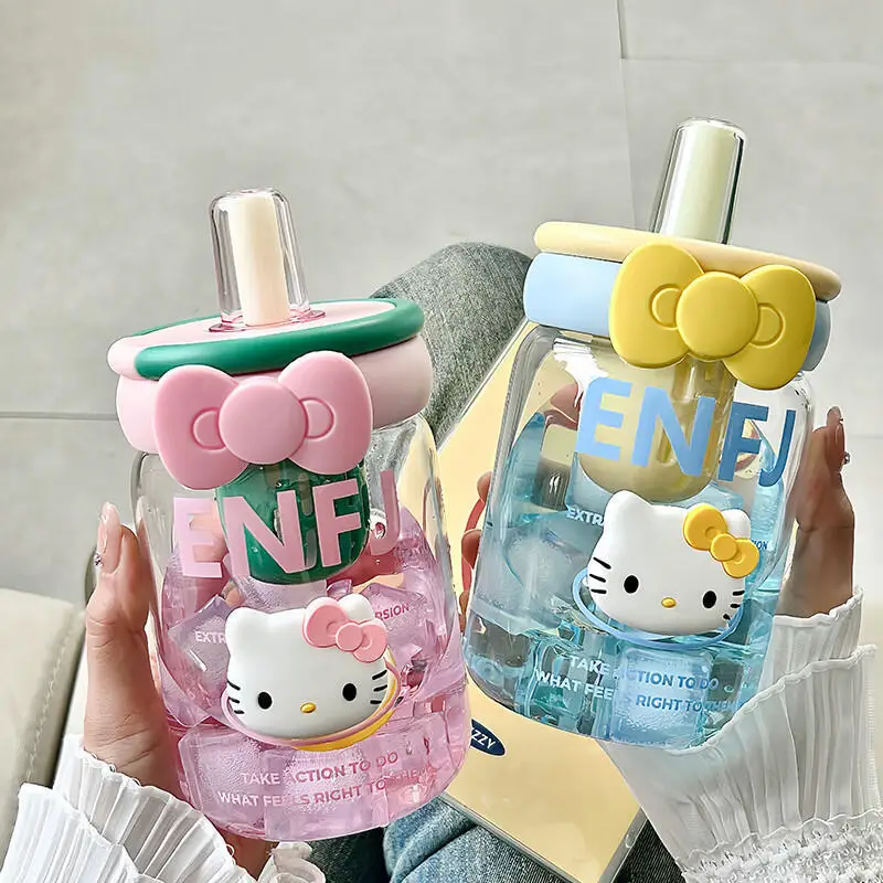 

Sanrio Hello Kitty Чашка для холодных напитков Чашка для горячей воды Новый продукт Хит-продукт Большая емкость Мультфильм Взрослый Студент Кампус На открытом воздухе