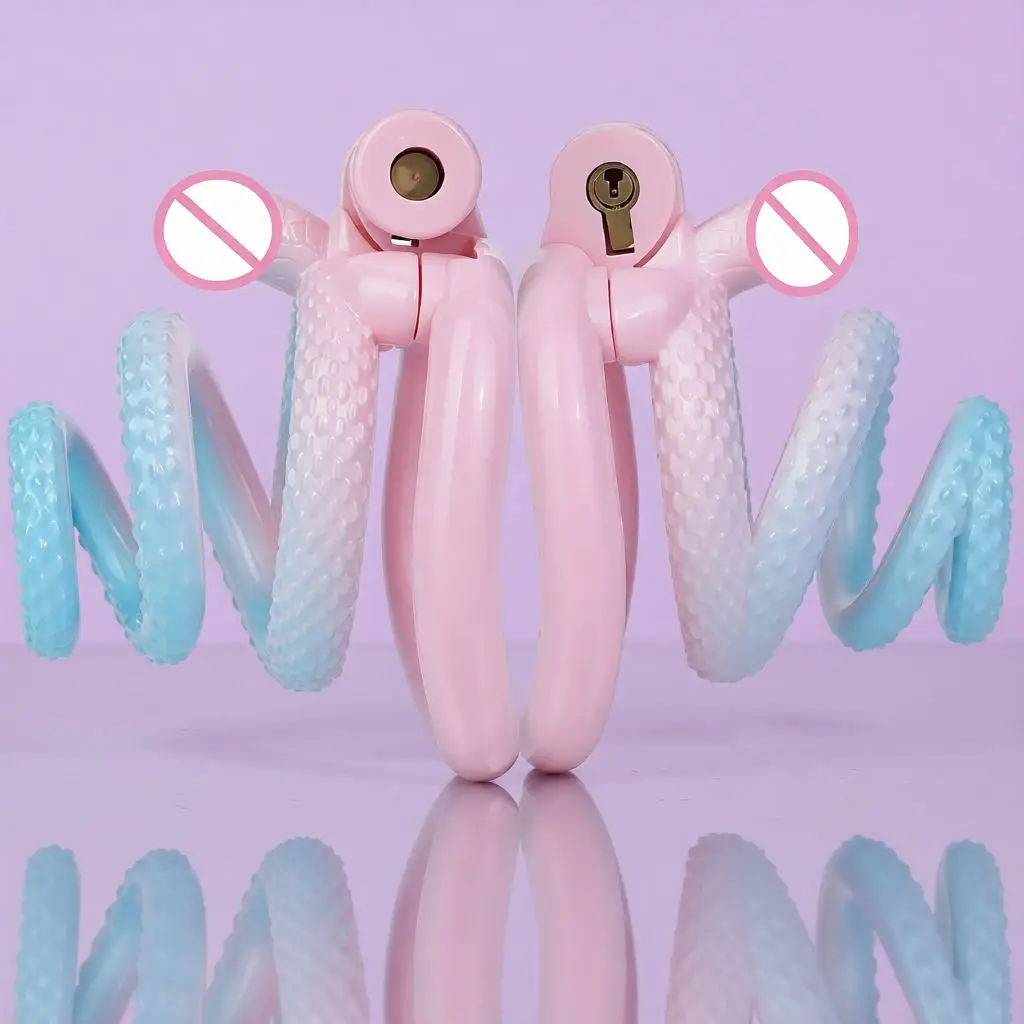 LUUK Male Chastity Cage Lightweight Resin Device Penis Restraint with Invisible Lock 4 Adjustable Rings Adult SMSex Toy for Men