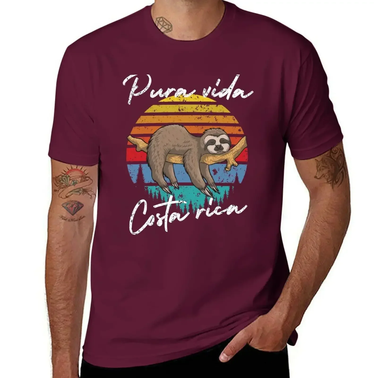 graphic tees heavyweights T-shirts for men cotton pura vida costa rica vintage cute sleepy sloth funny gift T-Shirt shirts 2024