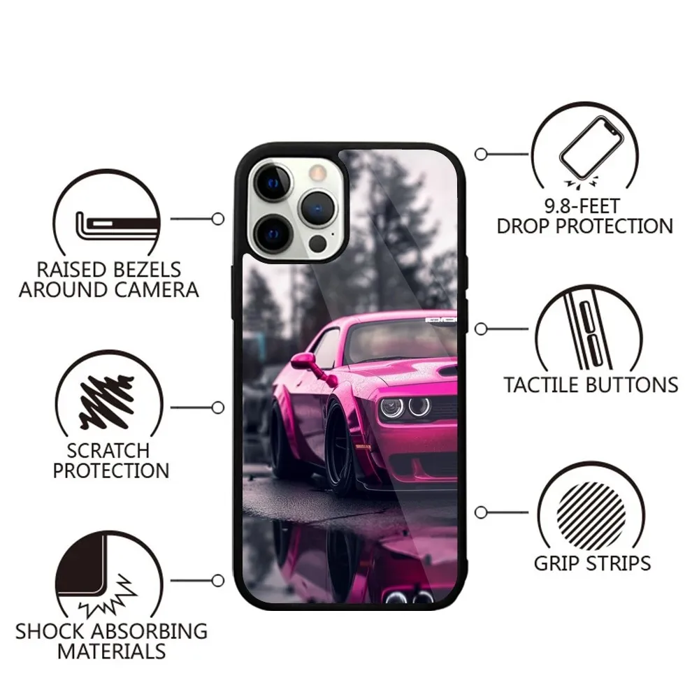 D-Dodge Muscle sports car Cool Phone Case For iPhone 15,14,13,12,11,Plus,Pro,Max Mini Magsafe Magnetic Wireless Charging